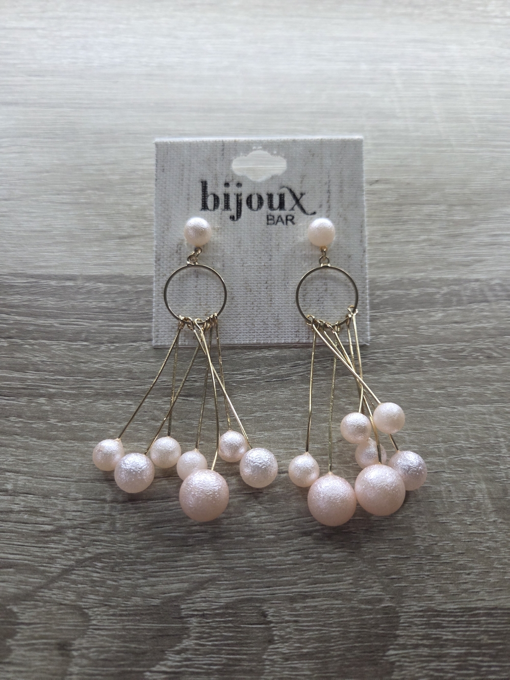Bijoux Bar Pink Pearl Drop Hoop Earrings